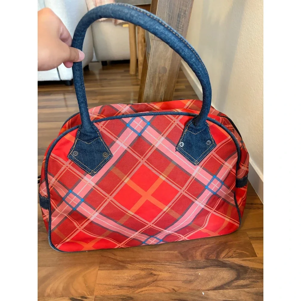 Levis Red Plaid Bowling Bag Denim Handle Logo Satchel bag